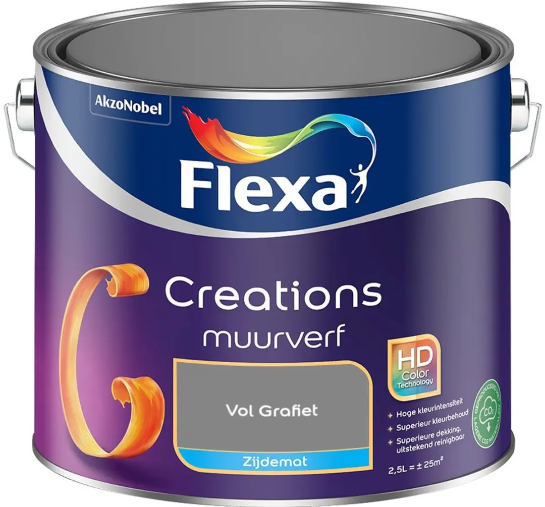 Flexa Creations Muurverf Zijdemat Vol Grafiet 2,5L