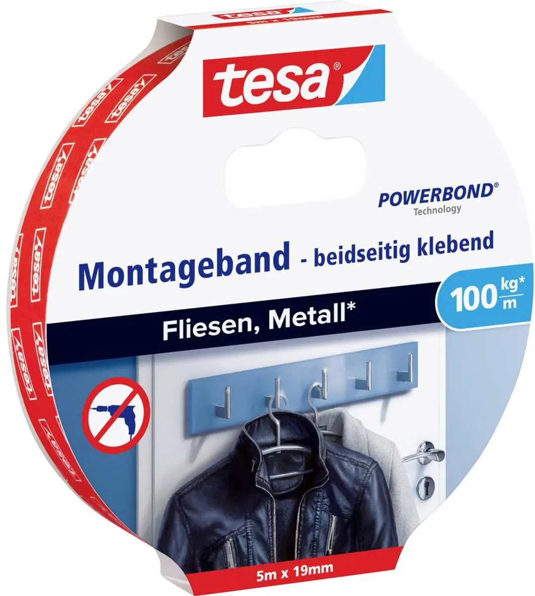 Tesa Powerbond Dubbelzijdige Montagetape 5m x 19mm