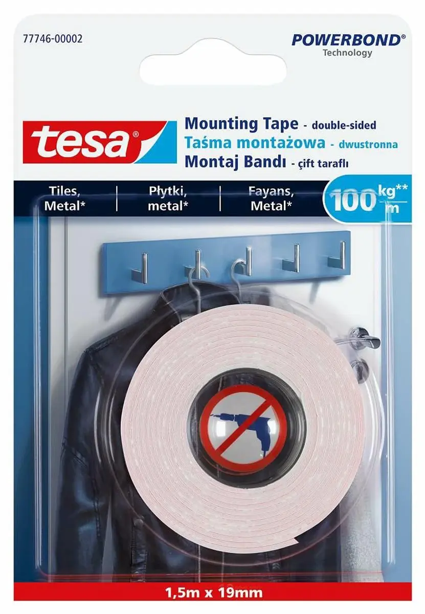 Tesa Powerbond Dubbelzijdige Montagetape 5m x 19mm - Wit