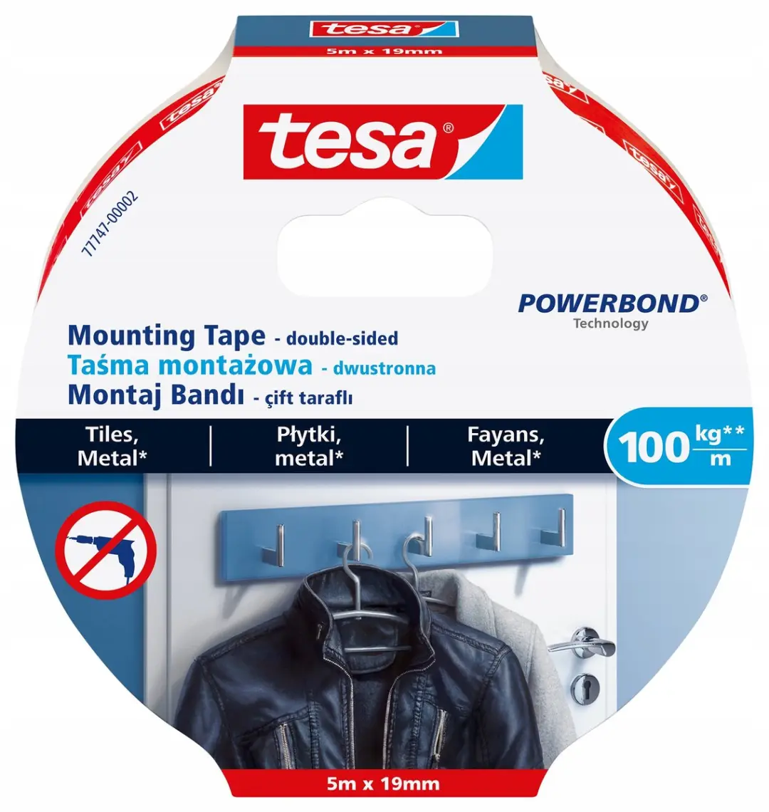 Tesa Powerbond Dubbelzijdige Montagetape 5m x 19mm - Wit