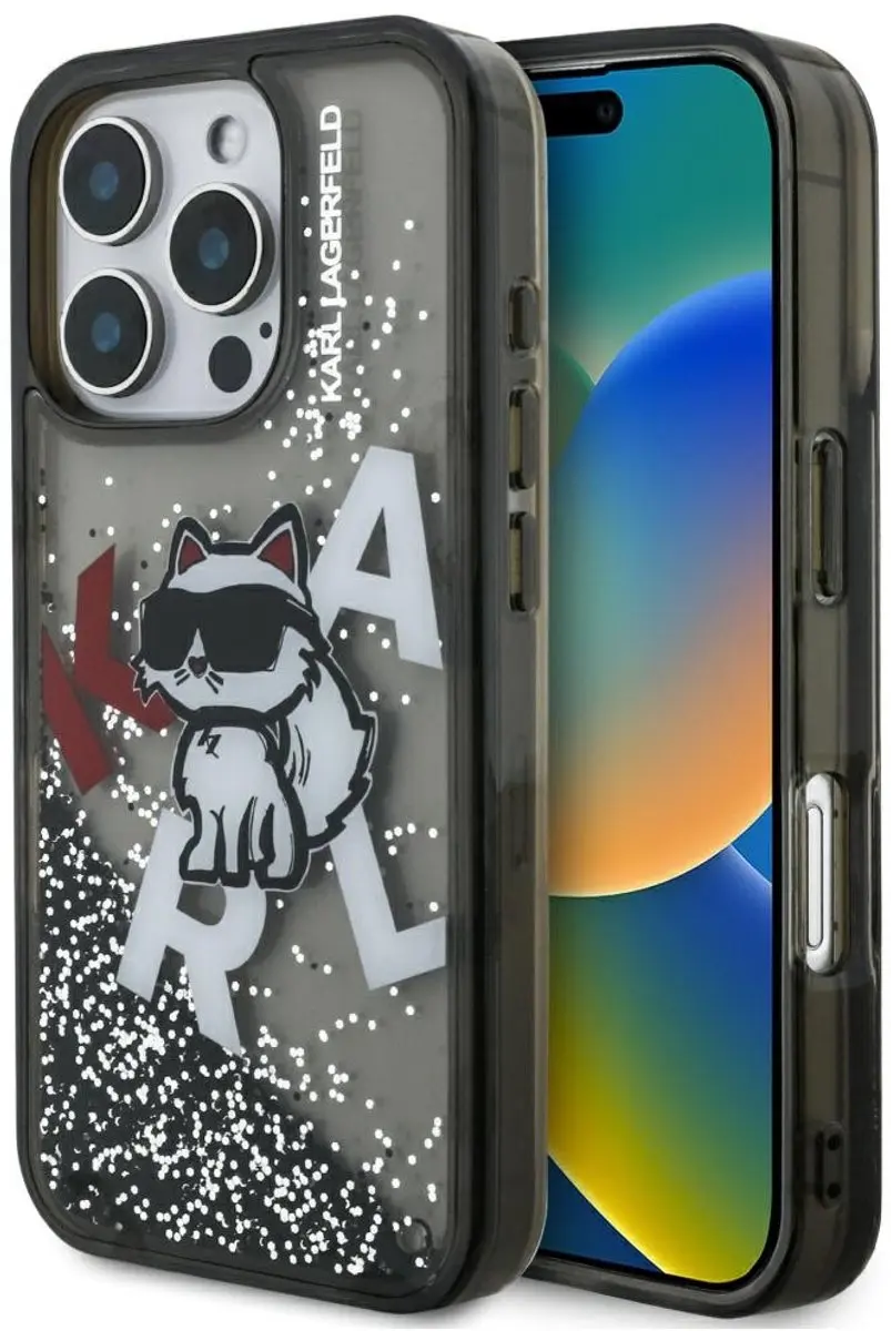 Karl Lagerfeld Choupette Glitter Hoesje iPhone 16 Pro