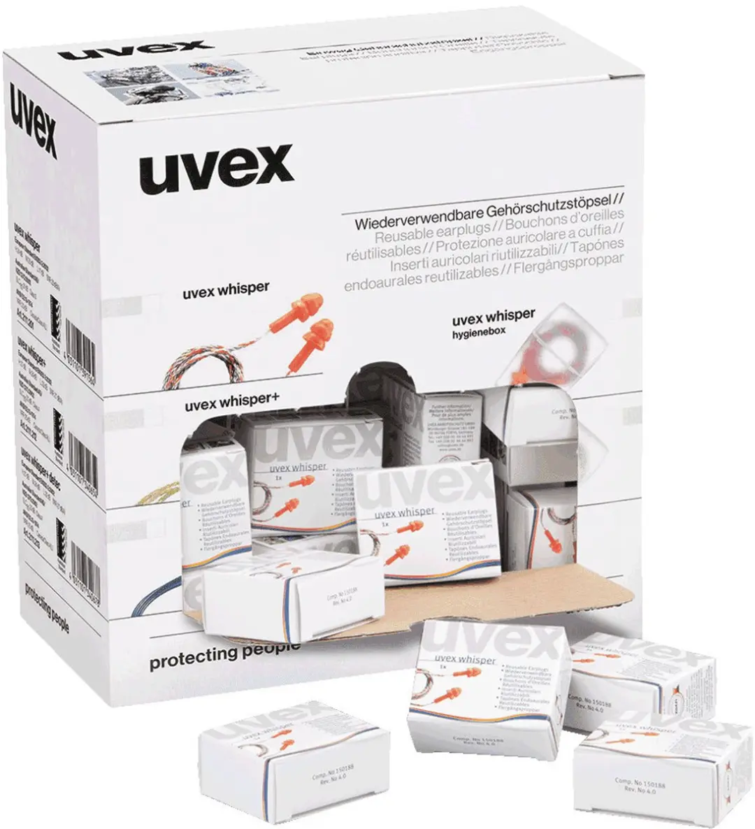 Uvex oordoppen Whisper met koord, dispenser 50 paar/VE