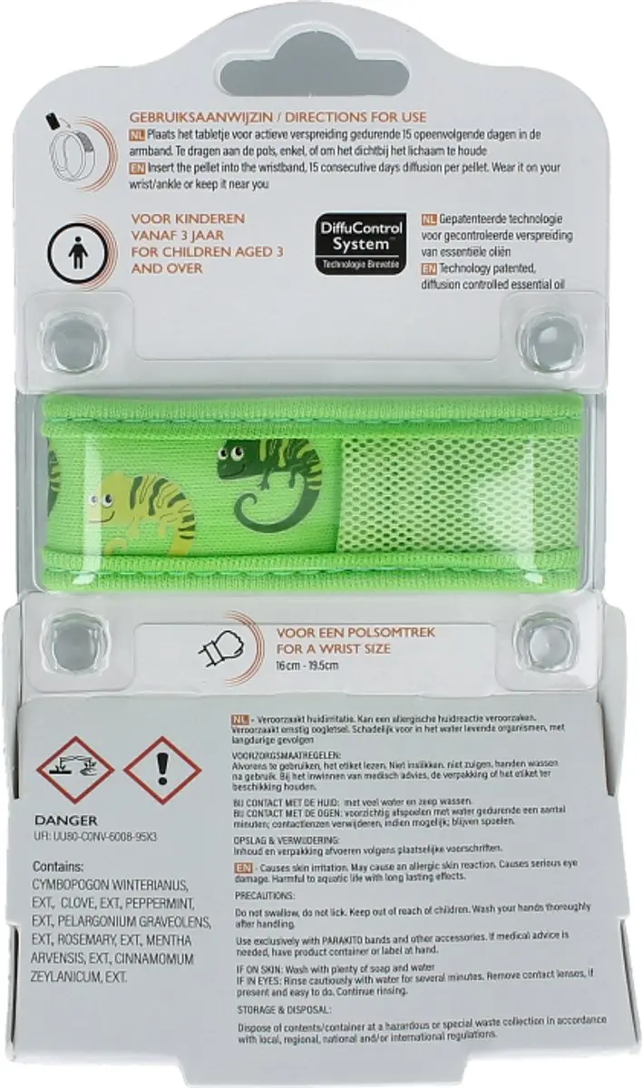 Parakito Anti-Muggen Armband Kinderen Kameleon - Groen