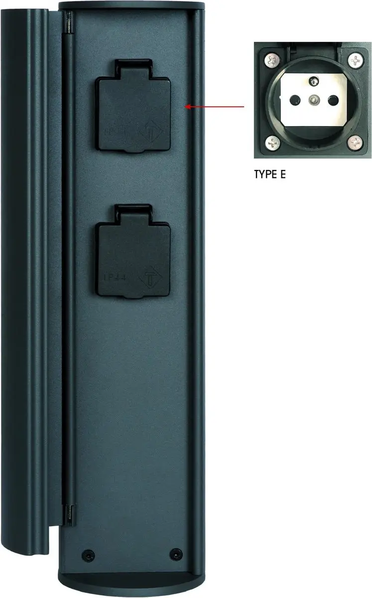 Lucide Powerpoint Buitenstopcontact Zuil Antraciet
