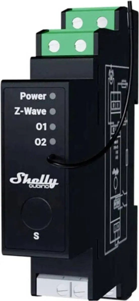 Shelly Wave PRO Shutter Z-Wave DIN-railrelais - Zwart