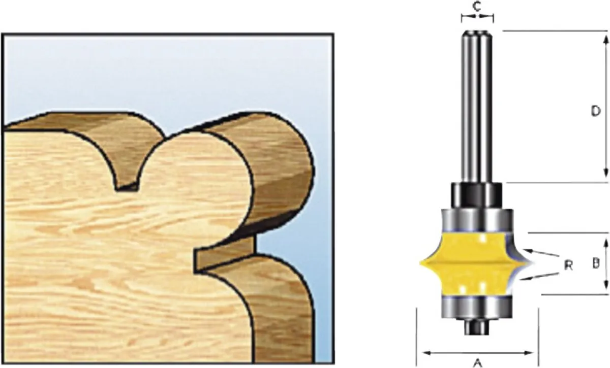 Makita D-11710 Kraalprofielfrees 8mm - Hardmetaal/Hout