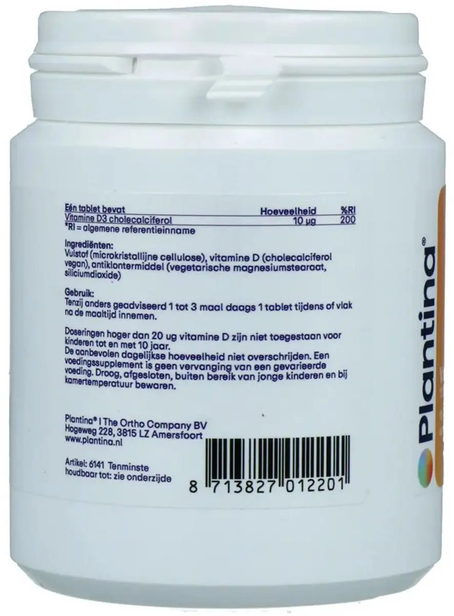 Plantina Vitamine D 600 IE - 120 Tabletten