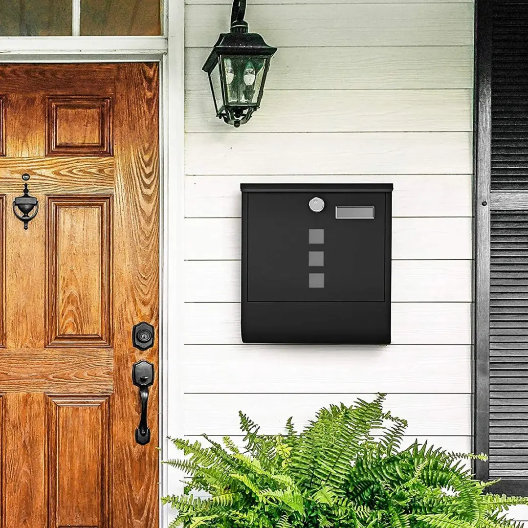 Songmics Wandbrievenbus met slot 10x30,7x33,8cm - Zwart