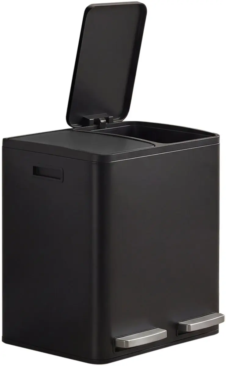 Songmics Afvalbak 2x15L Pedaal - 30L - Zwart
