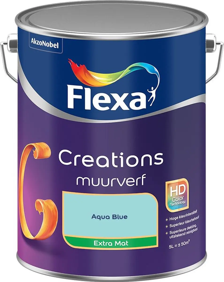Flexa Creations Muurverf Extra Mat Aqua Blue 5L