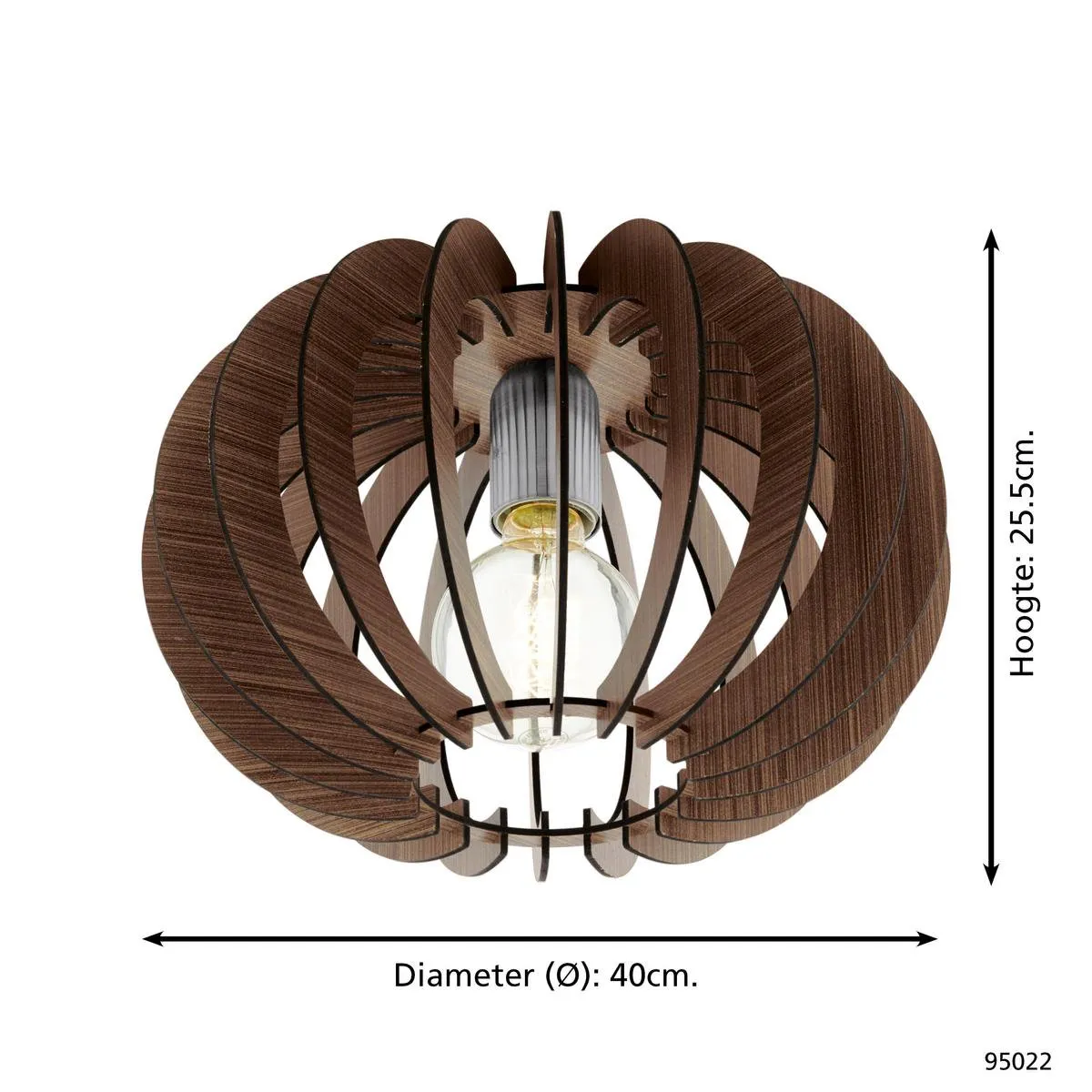 Eglo Stellato Plafondlamp E27 Ø40cm - Donkerbruin/Nikkel - afbeelding 6 van 6