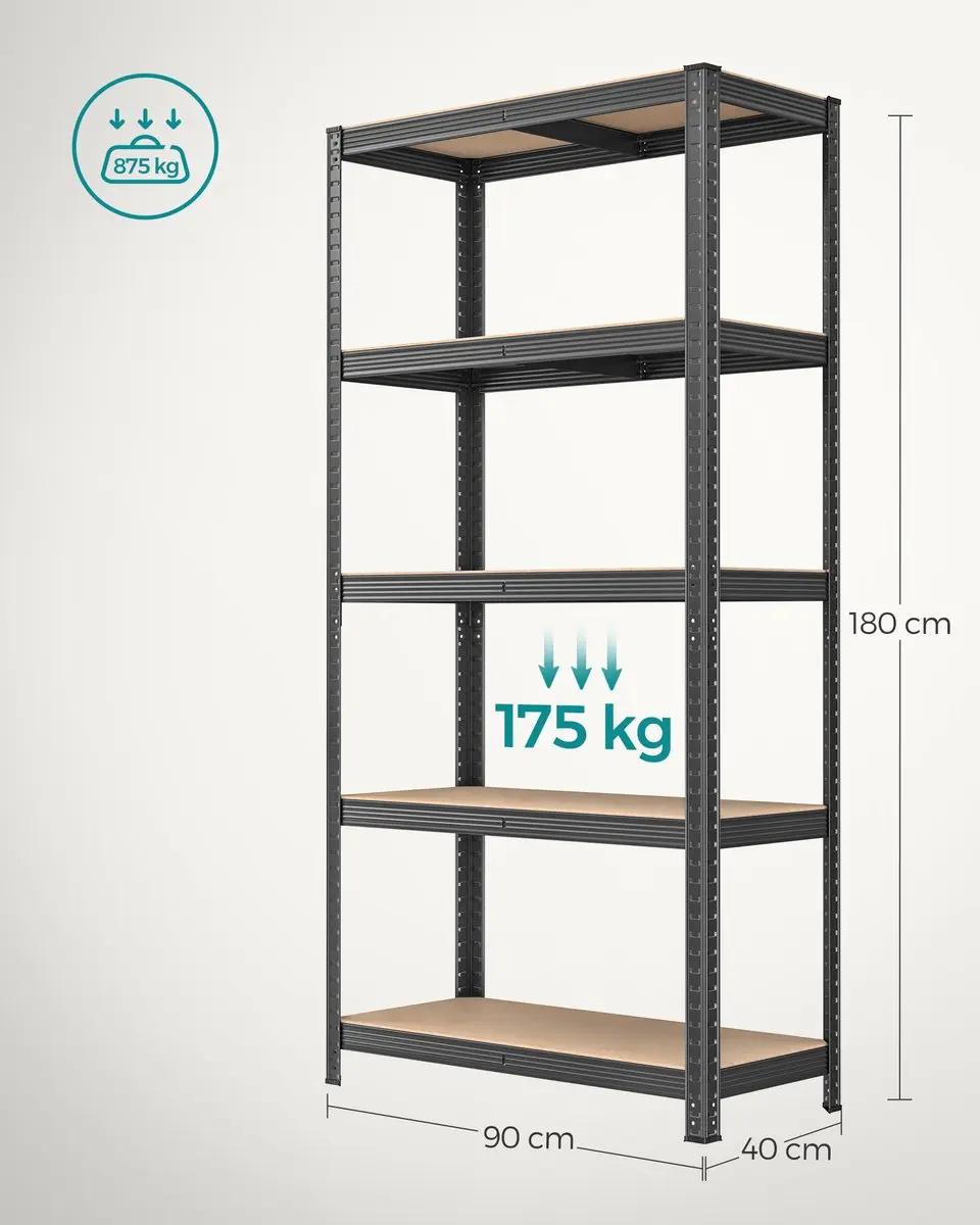 Songmics Stellingkast Opbergrek - 875 kg Draagvermogen - Grijs