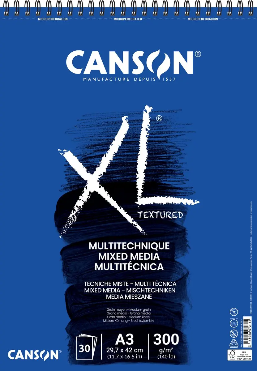 Canson XL Textured Mixed Media Papier 300g A3 - 5 Stuks
