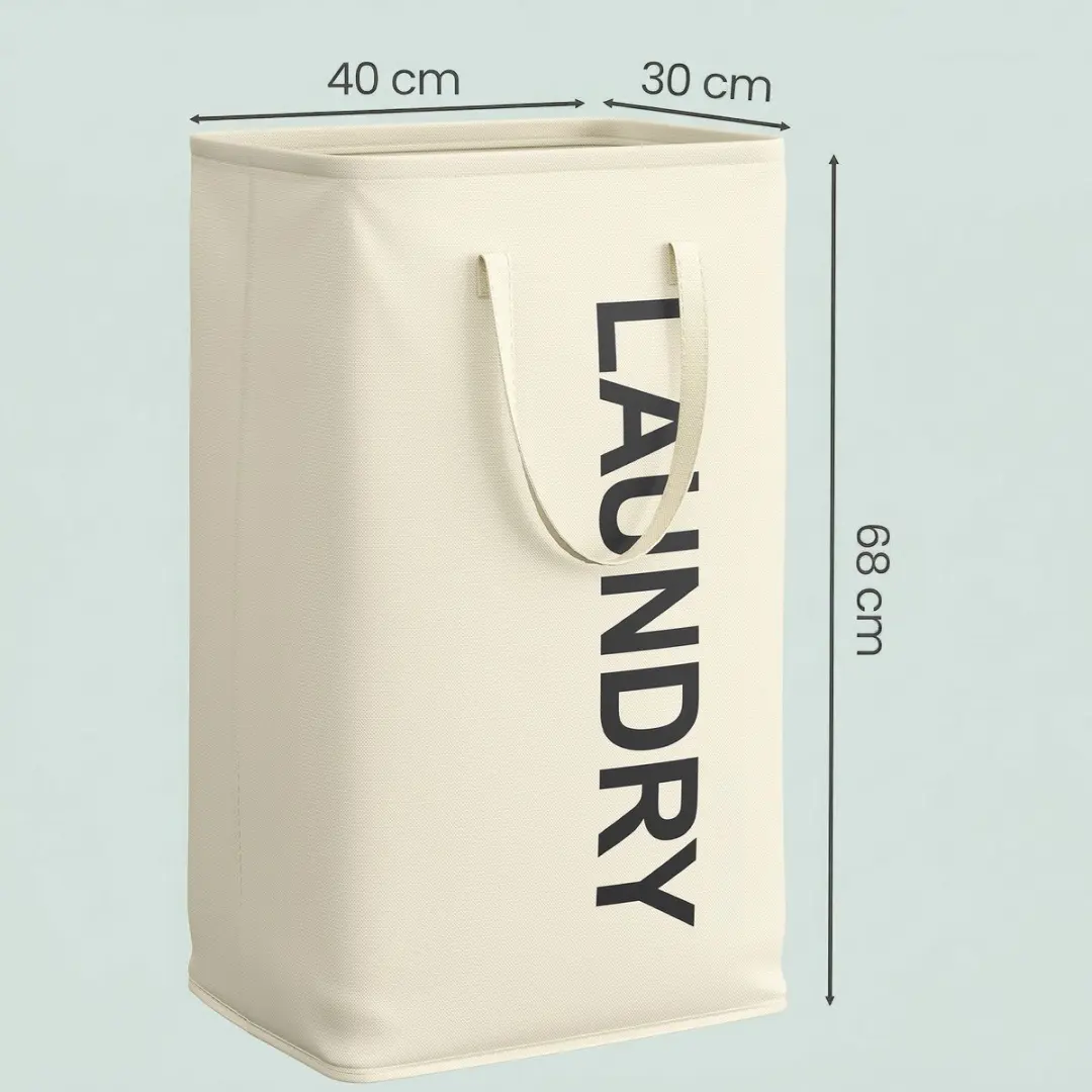 Songmics Opvouwbare Wasmand 80L - 40x30x68cm Wit