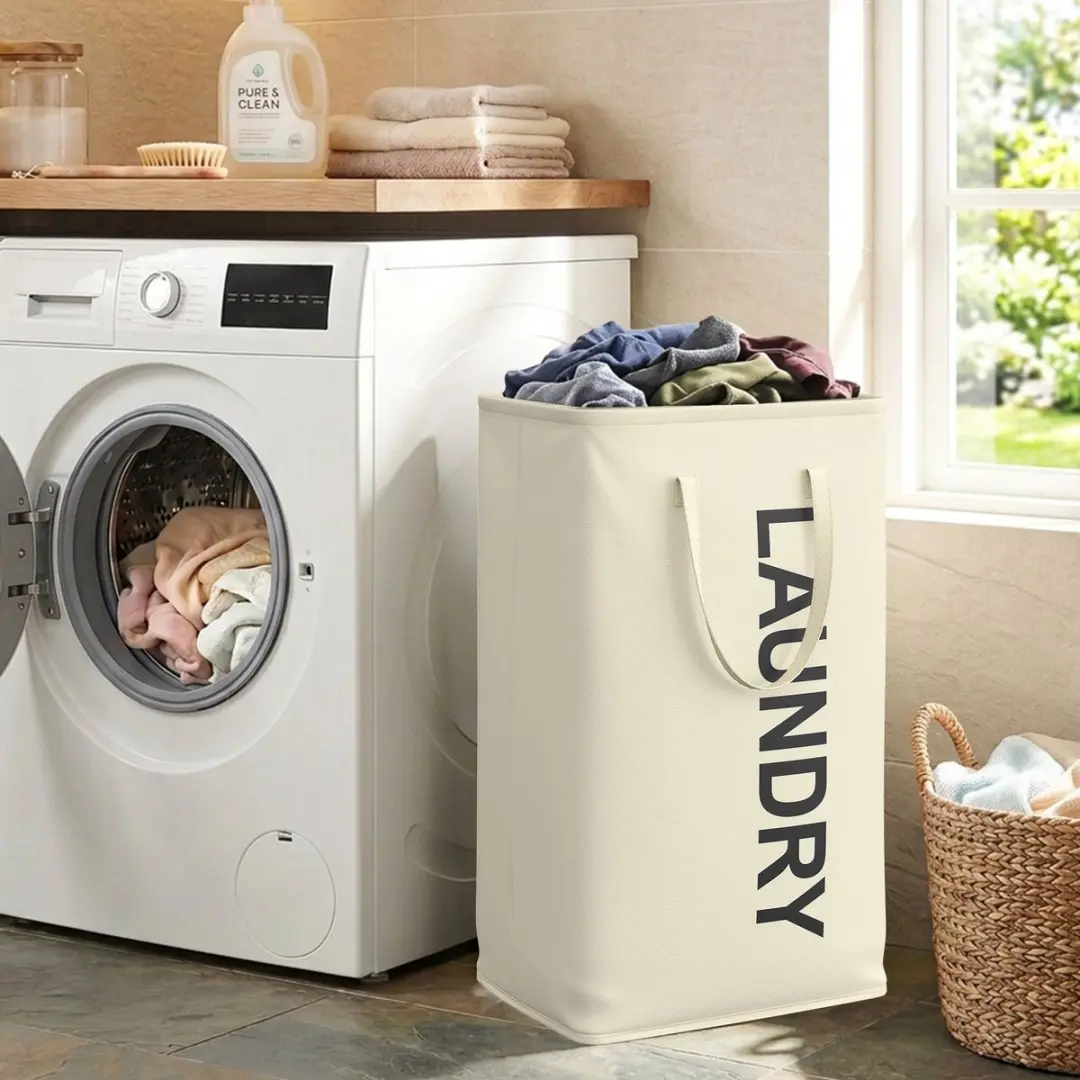 Songmics Opvouwbare Wasmand 80L - 40x30x68cm Wit