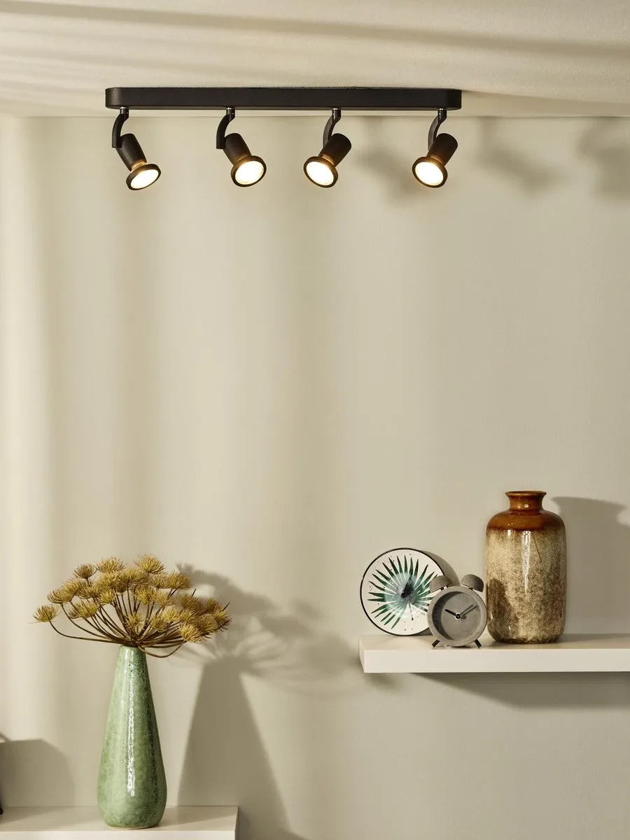 Lucide JASTER-LED Plafondspot GU10 4x5W 2700K - Zwart