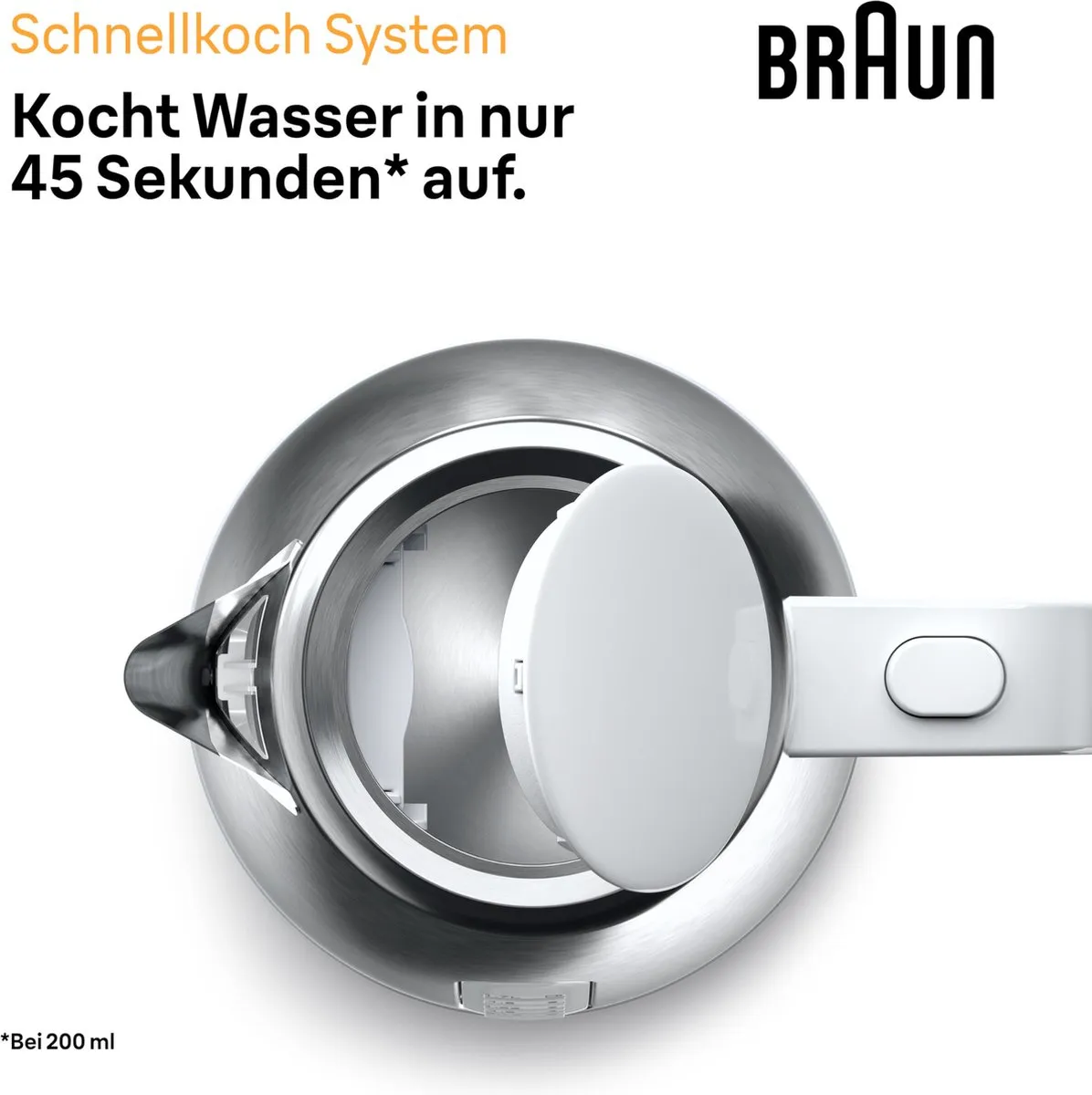 Braun WK 1500 Waterkoker 1,7L - 2200W - Roestvrijstaal/Wit