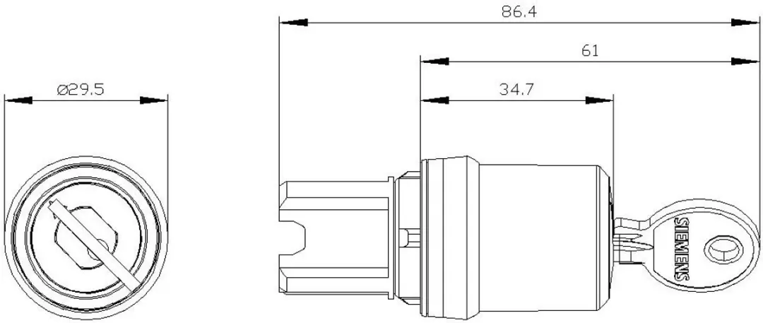 Siemens 3SU1000-5BF01-0AA0 Sleutelschakelaar