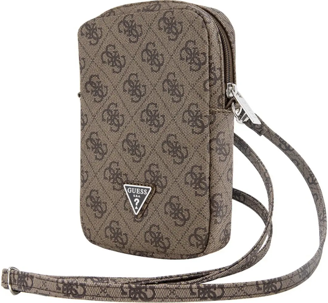 GUESS Triangle Logo Wallet Pouch GUWBZP4GFTSW - 3 Pasjes - Bruin