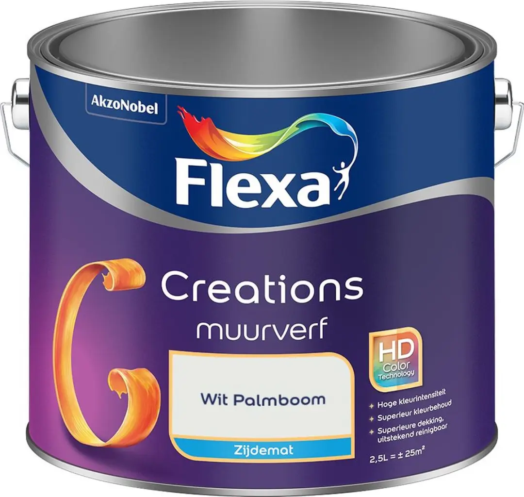 Flexa Creations Muurverf Zijdemat Wit Palmboom 2,5L