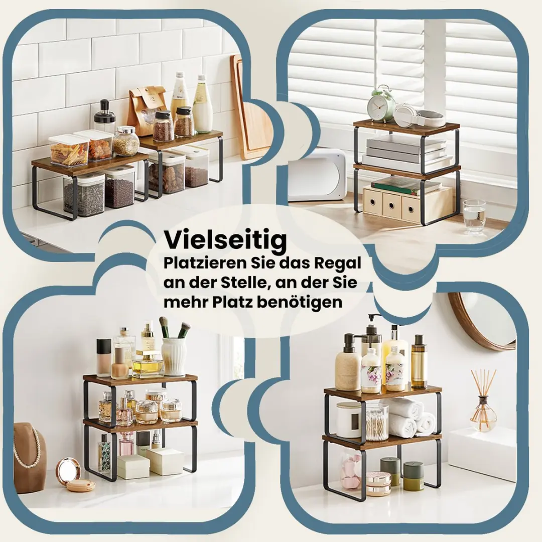 Songmics Kruidenrek Set 2 Keukenorganizers 19,5x29,7cm Inktzwart/Vintagebruin - afbeelding 4 van 6
