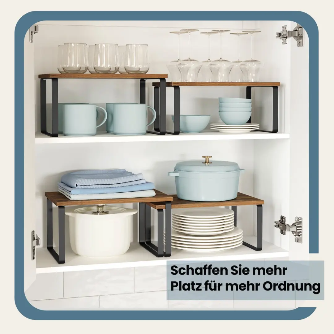 Songmics Kruidenrek Set 2 Keukenorganizers 19,5x29,7cm Inktzwart/Vintagebruin - afbeelding 3 van 6