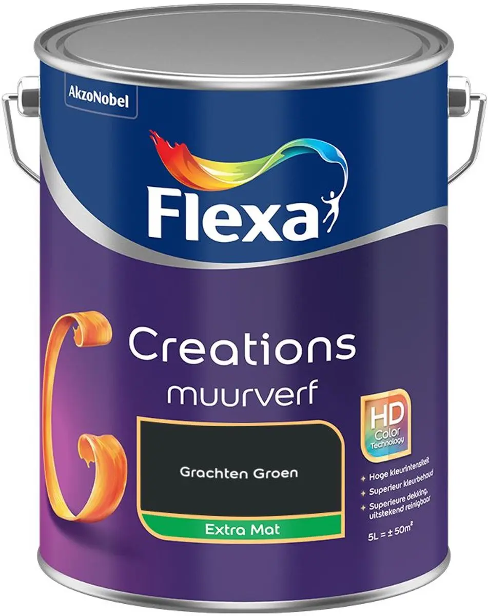 Flexa Creations Muurverf Extra Mat Grachten Groen 5L