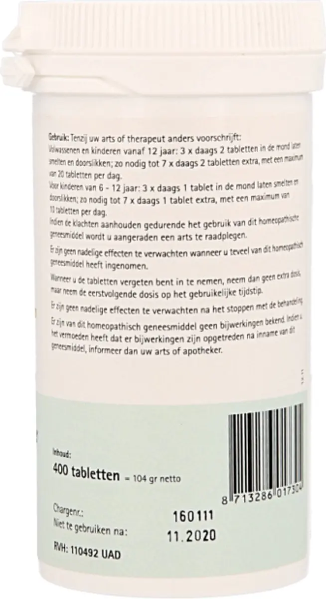 Pfluger Schüssler Zout nr 1 Calcium Fluoratum D12 - 400 tabletten