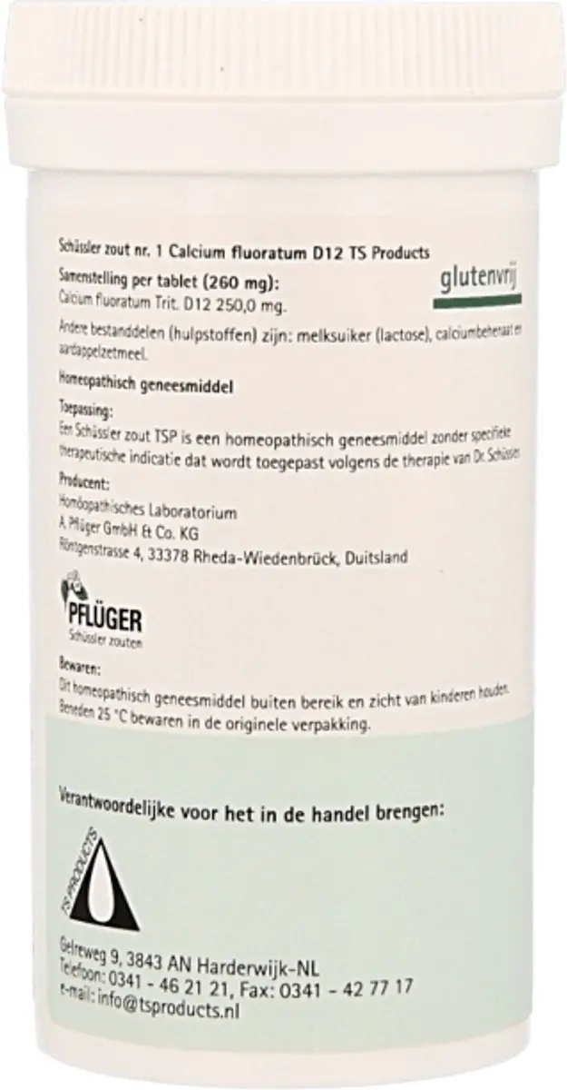 Pfluger Schüssler Zout nr 1 Calcium Fluoratum D12 - 400 tabletten
