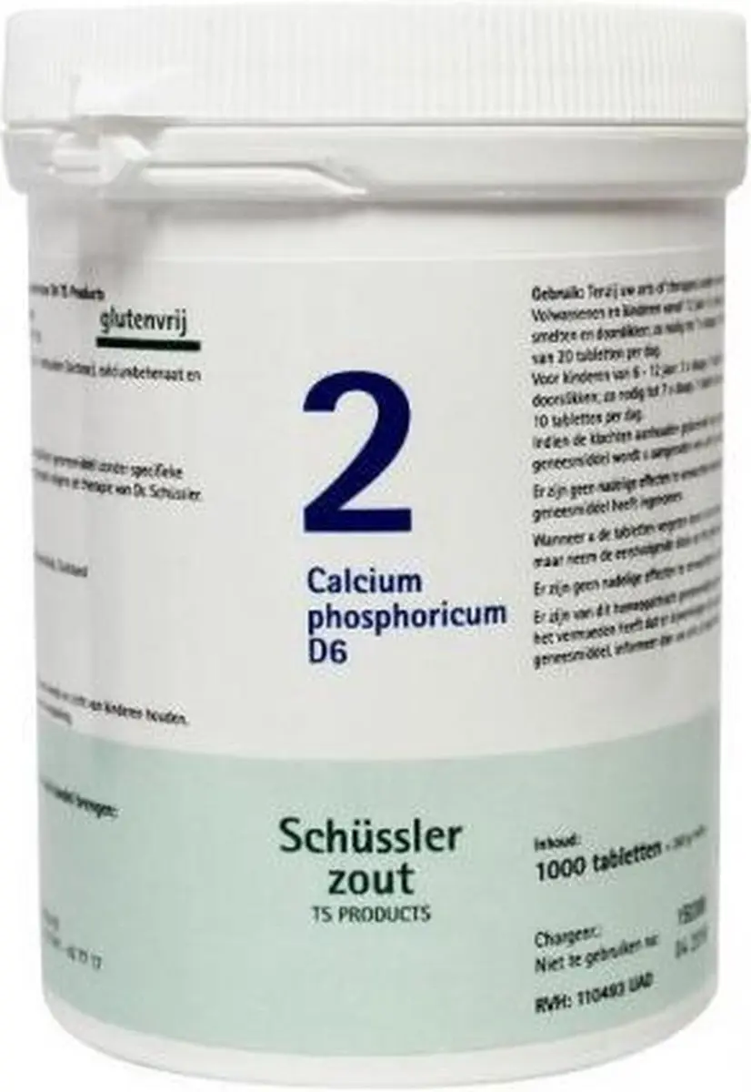 Pfluger Schüssler Zout nr 2 Calcium Phosphoricum D6 - 1000 tabletten