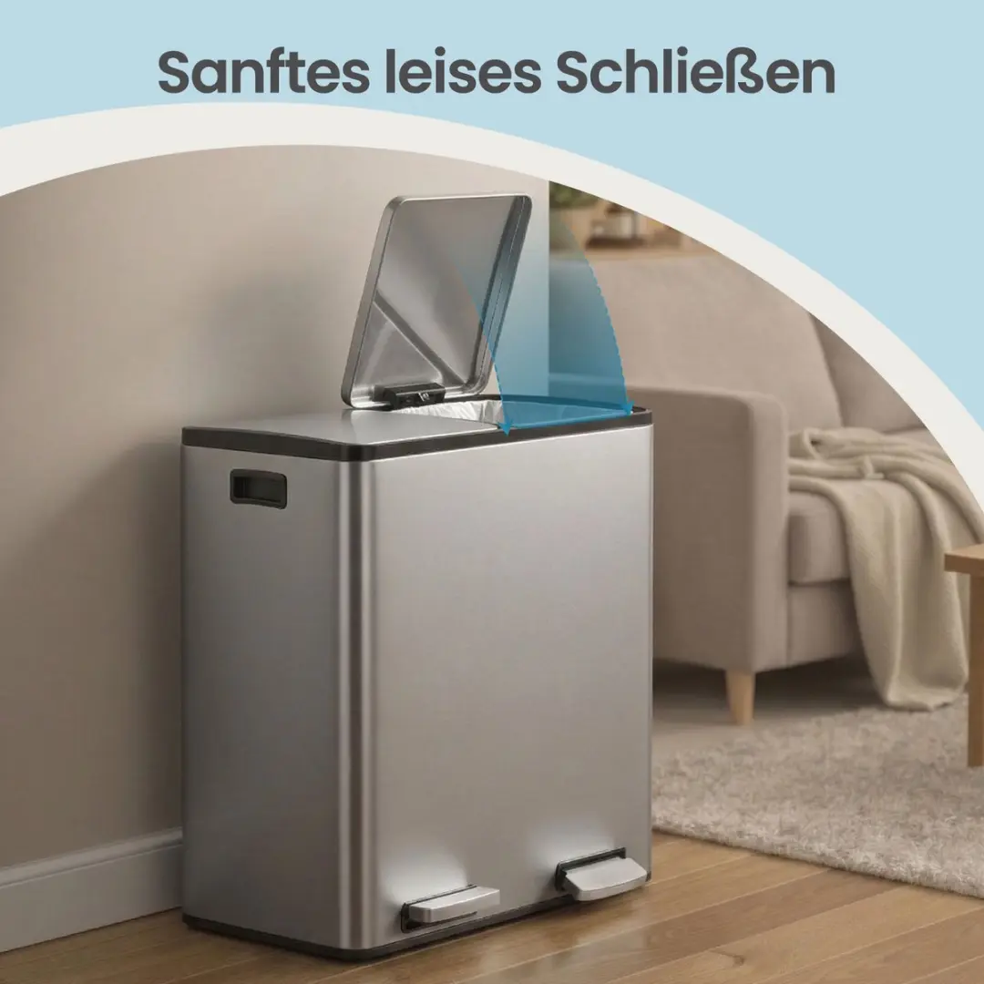 Songmics Pedaalemmer 2x30L - 60L - Zilver - afbeelding 6 van 6