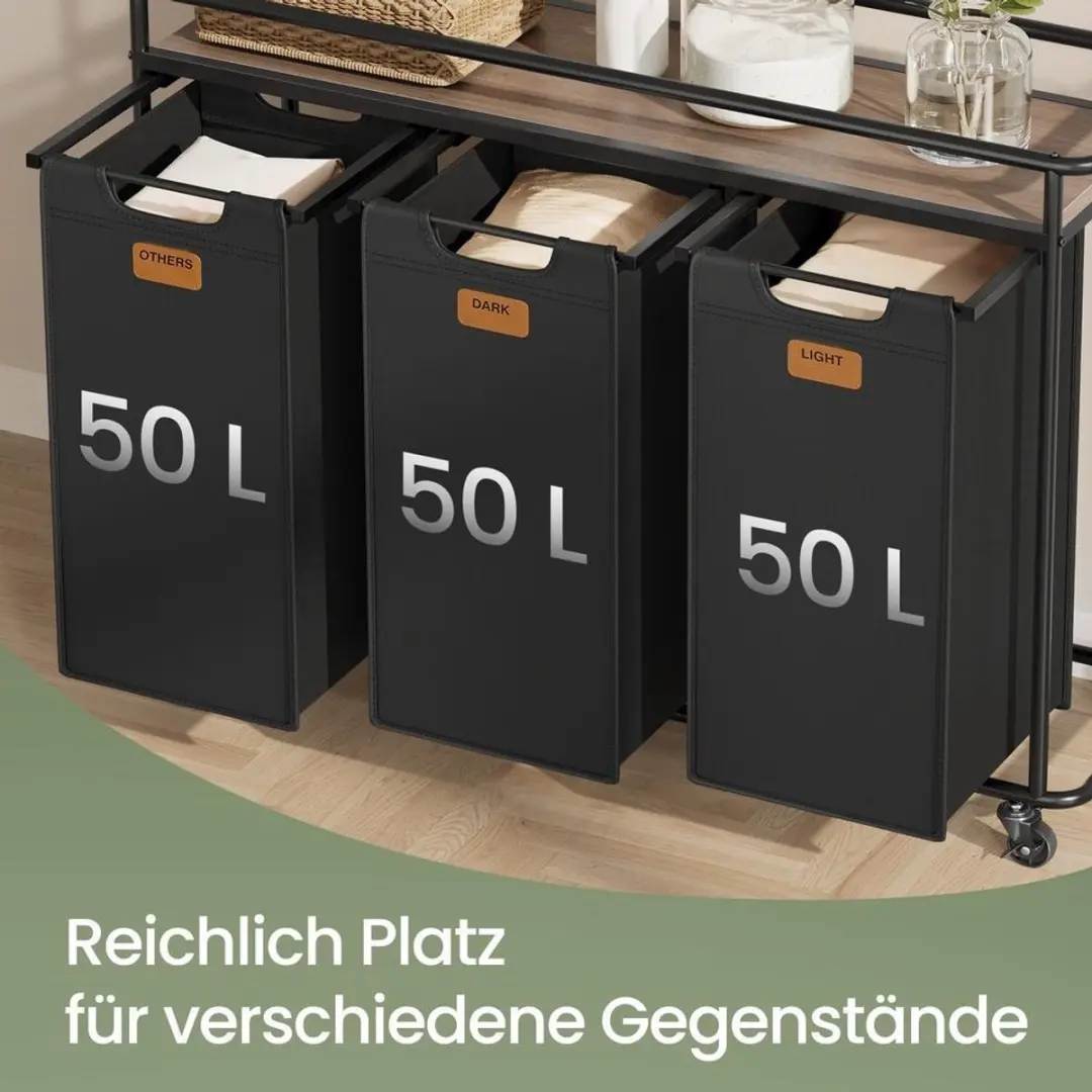 Songmics Wasmand 3 Compartimenten 150L - 104x33x79,5cm - Zwartbruin