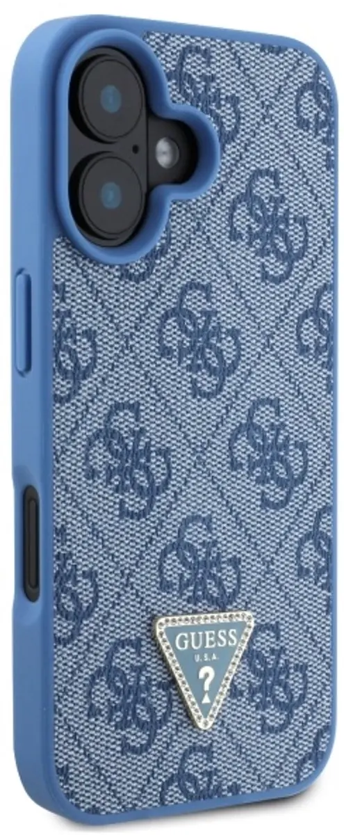 Guess iPhone 16 Lederen Hoesje - Blauw - Metal Logo - afbeelding 6 van 6