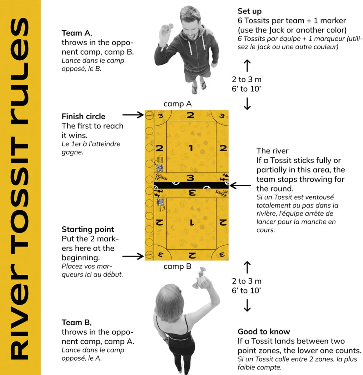 999 Games Tossit Party Board - Darts & Pétanque - 2 Matten 45x50cm