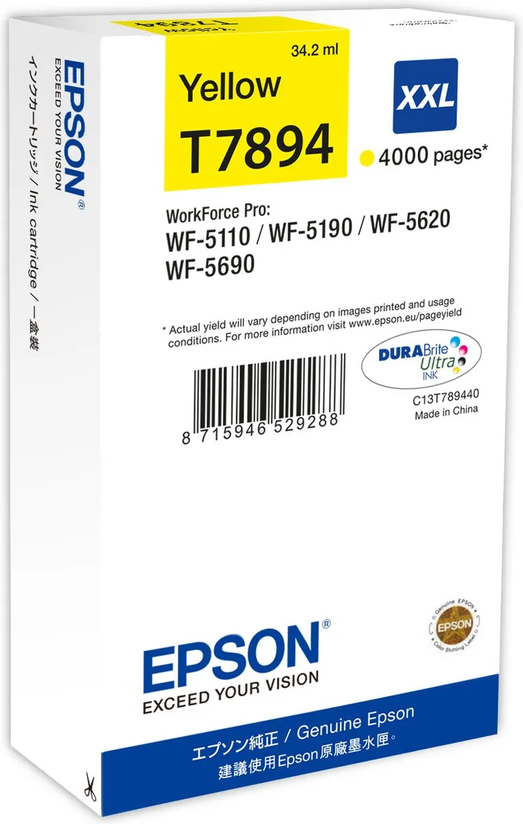 Epson T7894XXL Inktcartridge Geel