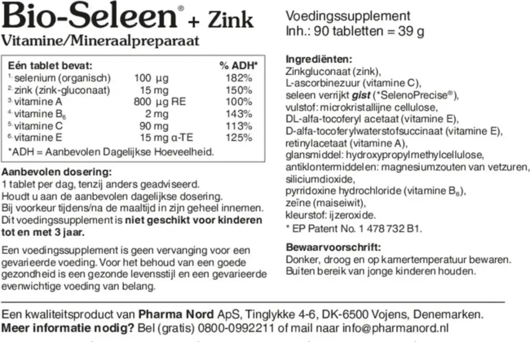 Pharma Nord Bio Seleen & Zink 180 tabletten