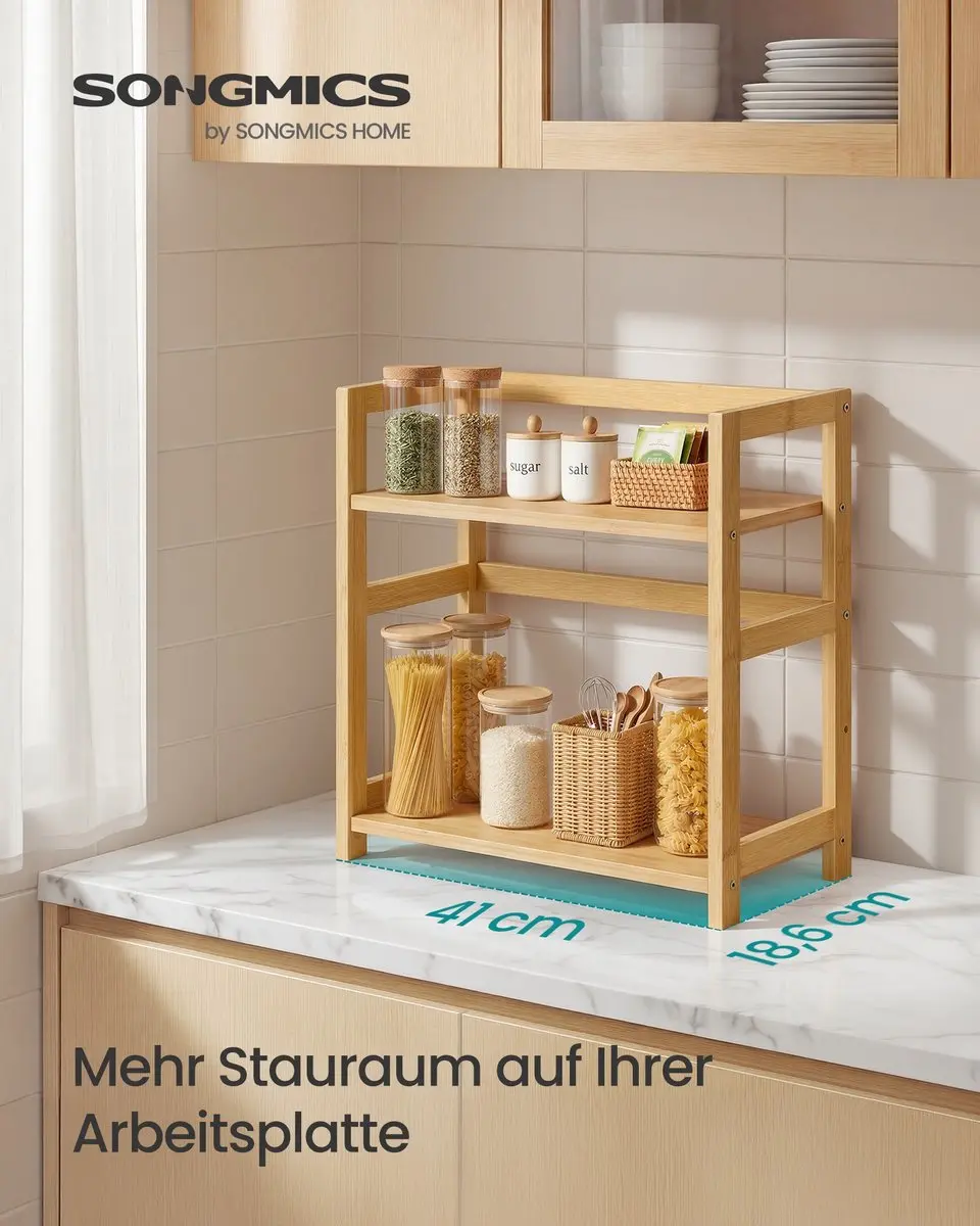 Songmics Kruidenrek 2-laags Bamboe - 18,6x41x41cm