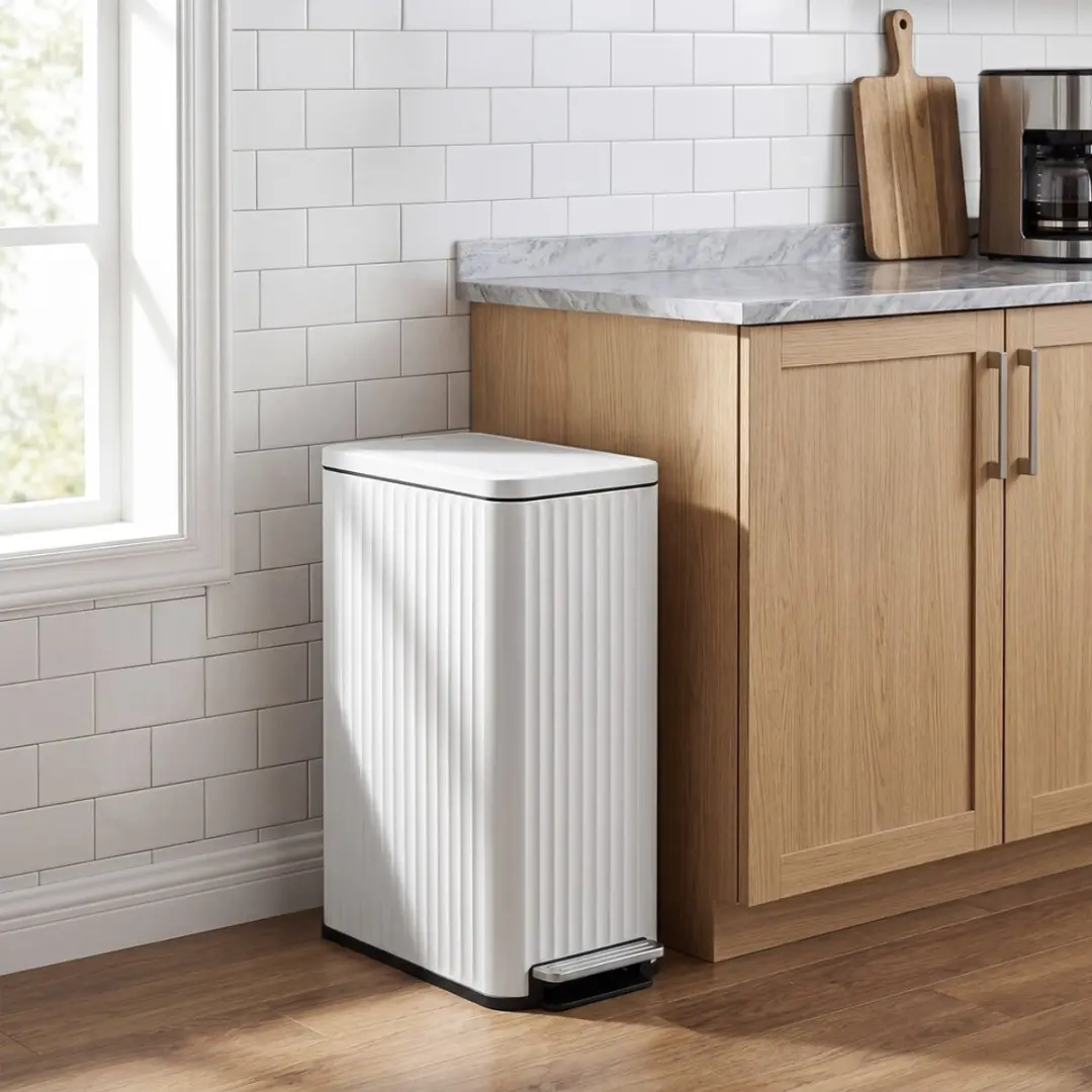 Songmics Keukenafvalbak 50L - Pedaal wit