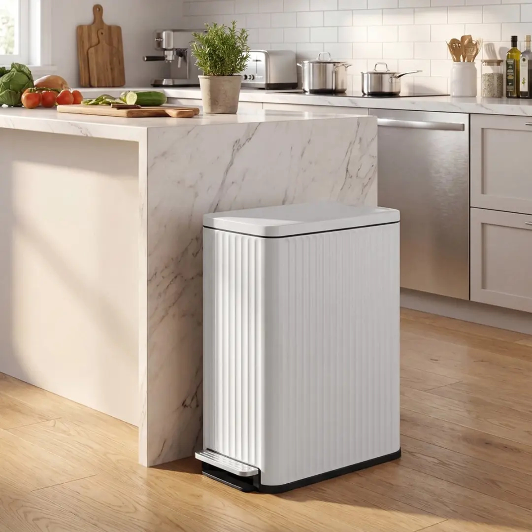 Songmics Keukenafvalbak 50L - Pedaal wit