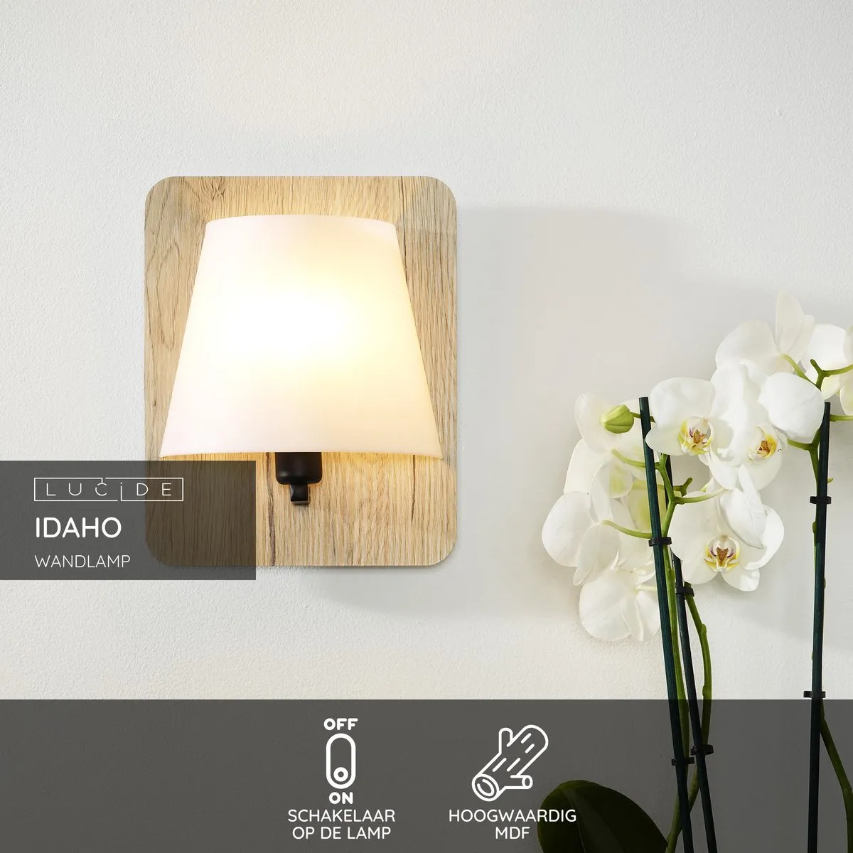Lucide Idaho Wandlamp E14 - Licht hout