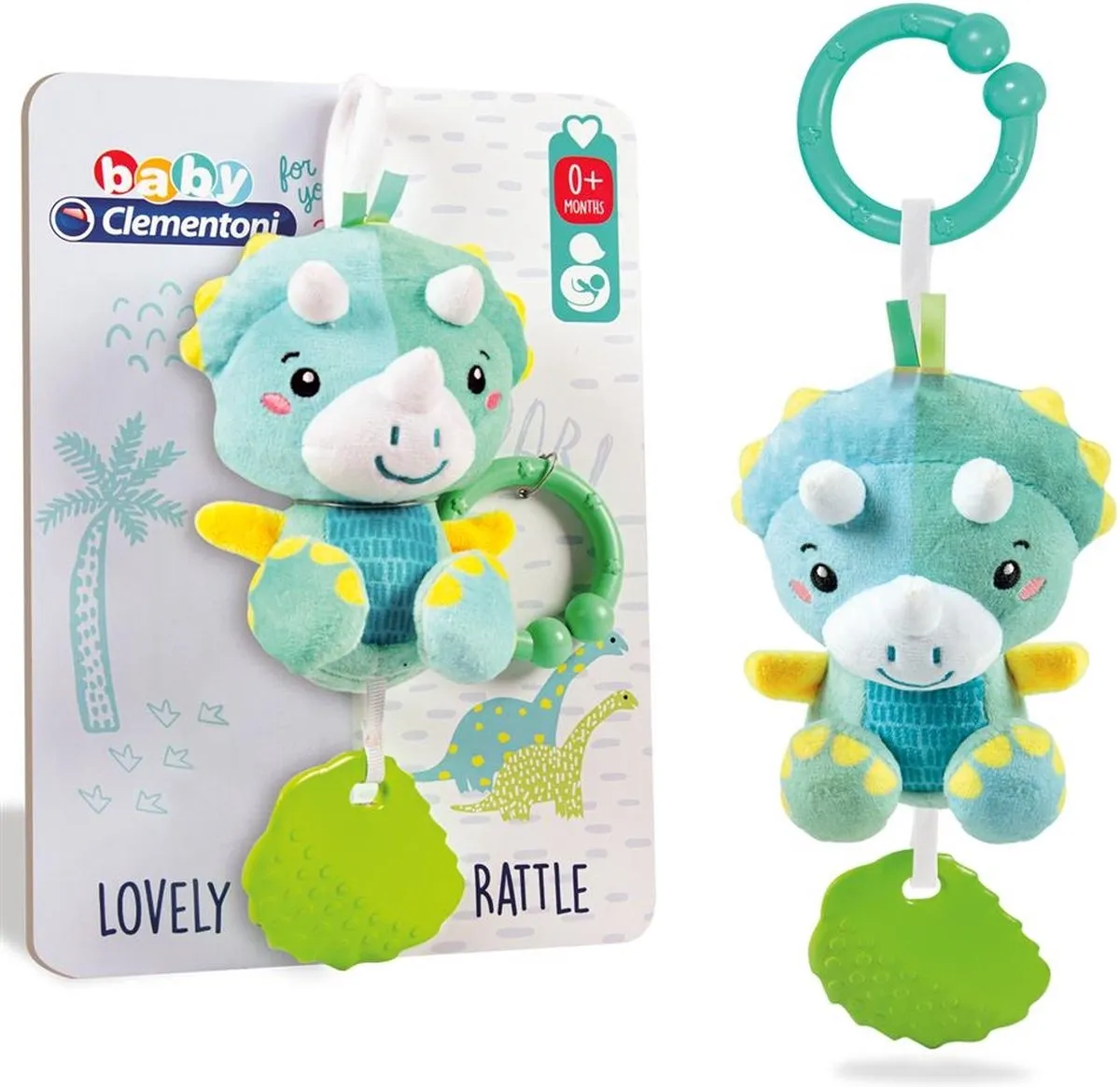 Clementoni Dino Junior Rammelaar 25cm - Pluche - Groen/Blauw - afbeelding 6 van 6