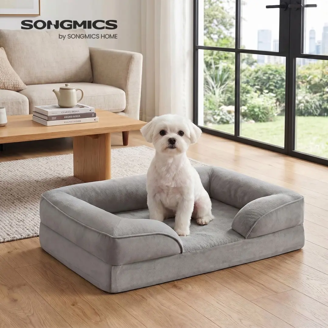 Songmics Orthopedisch Hondenbed M - 76x51x16cm - Lichtgrijs