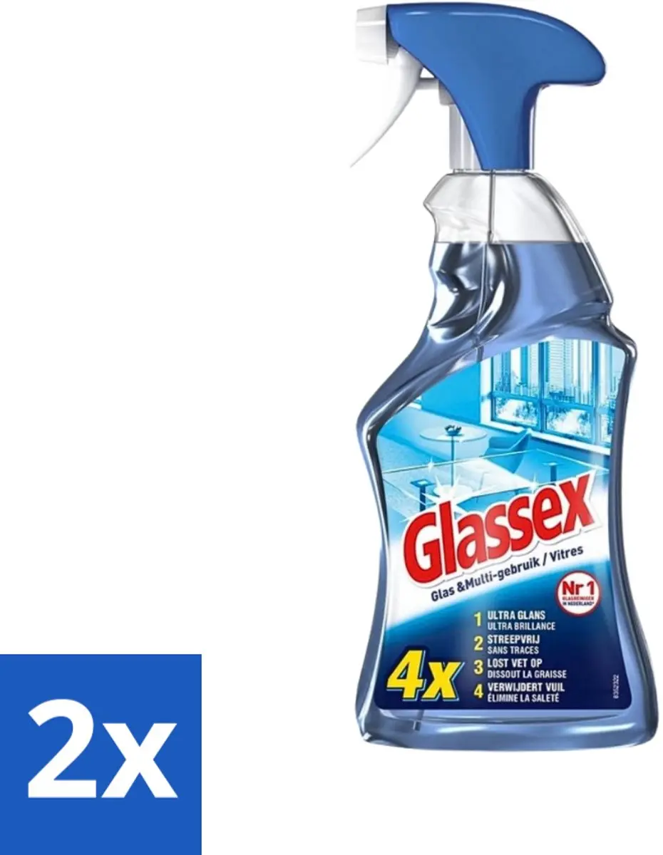 Glassex Glas & Multi Schoonmaakspray 1500ml - 2 Stuks