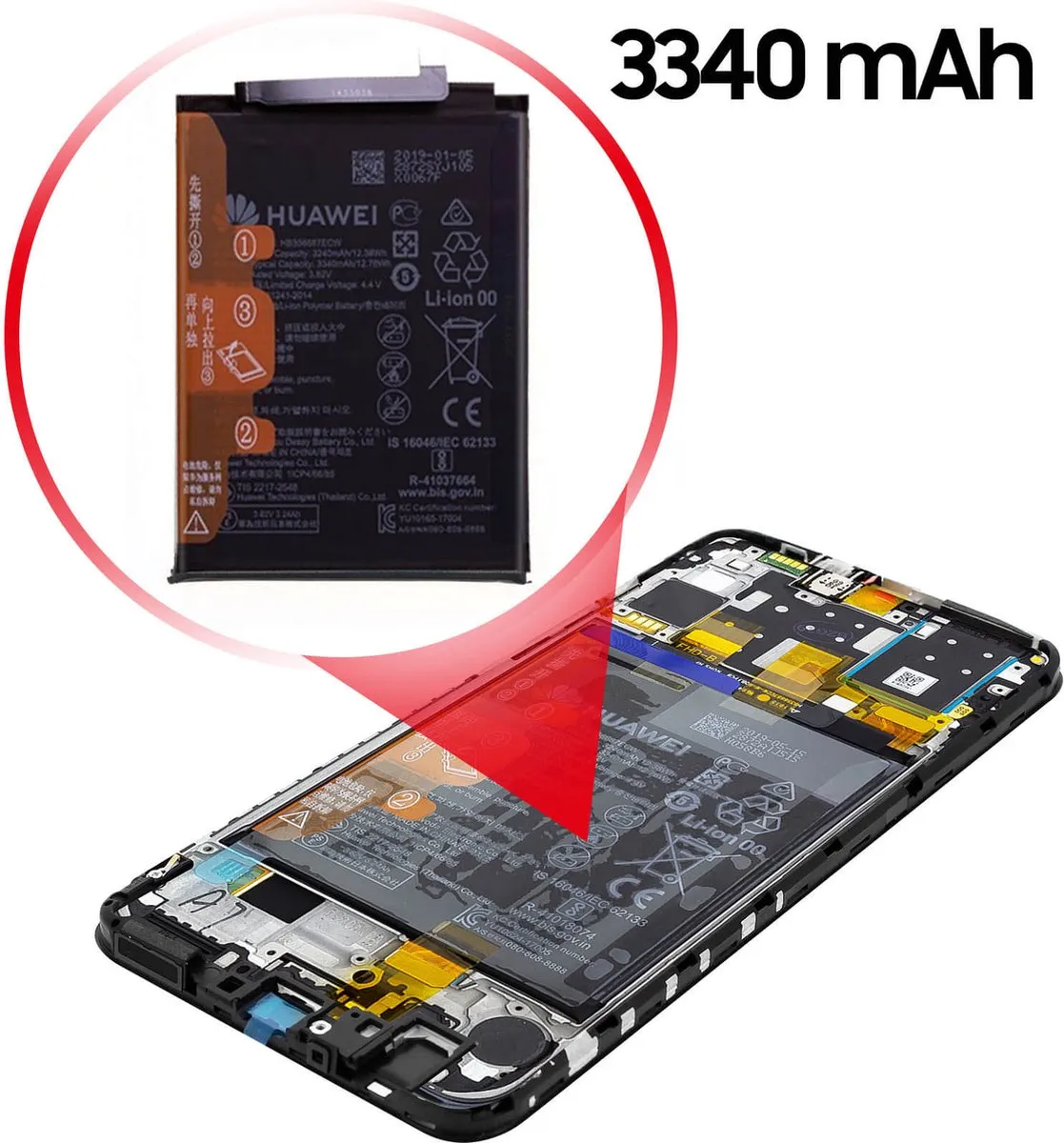 Huawei P30 Lite LCD Touchscreen - Zwart