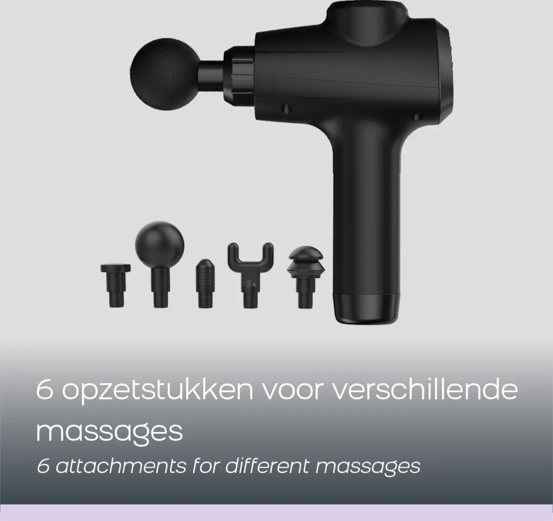 Orange Care Muscle Massage Gun 8719128648354 - 6 Koppen 3200 RPM - Zwart