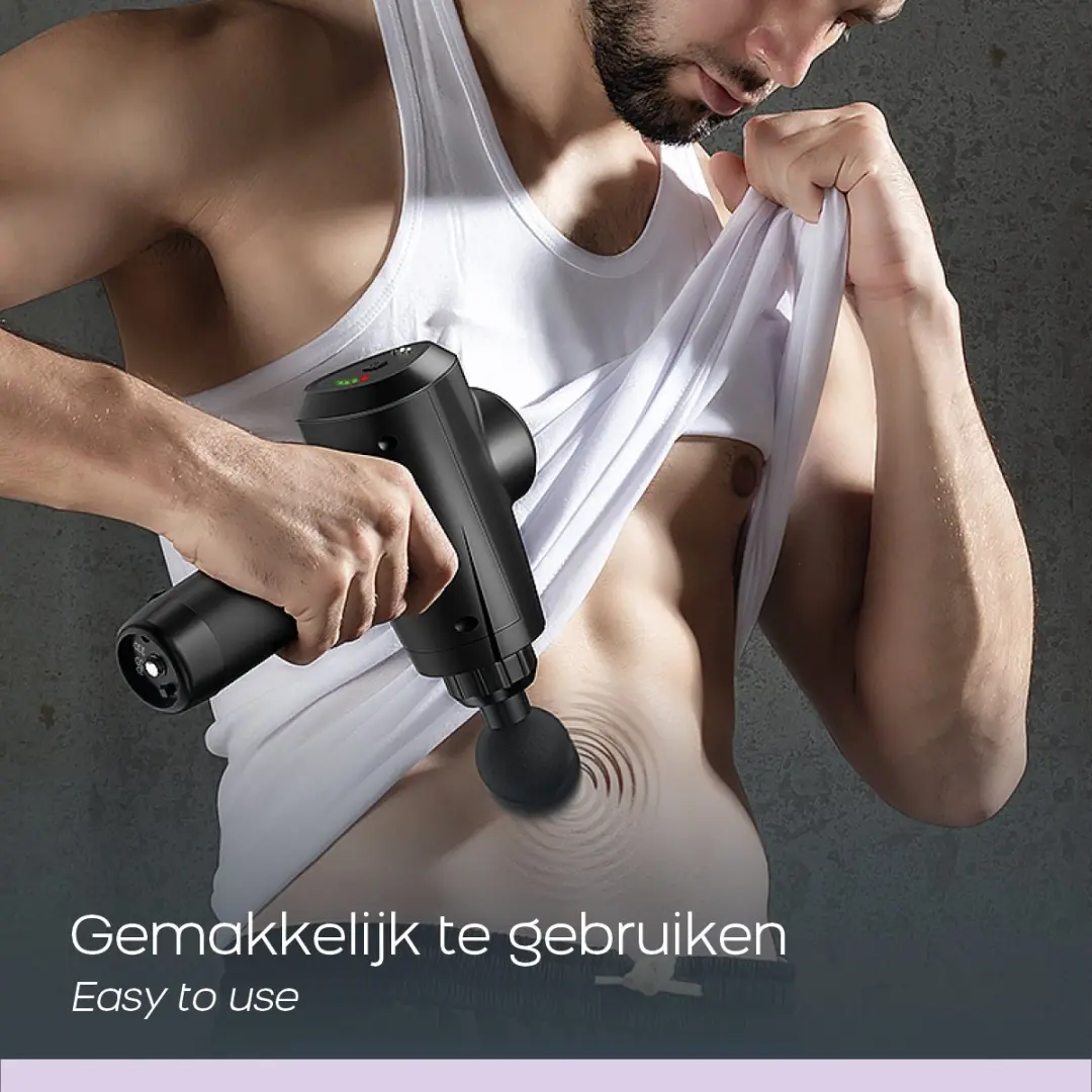 Orange Care Muscle Massage Gun 8719128648354 - 6 Koppen 3200 RPM - Zwart