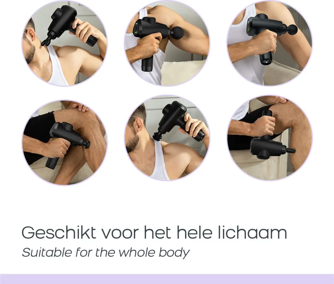 Orange Care Muscle Massage Gun 8719128648354 - 6 Koppen 3200 RPM - Zwart