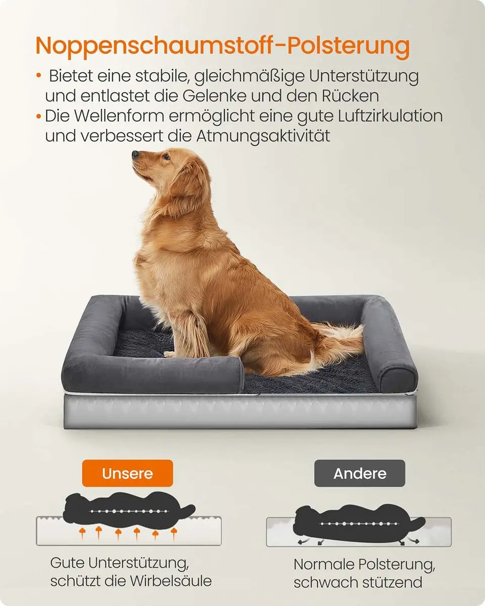 Songmics Orthopedisch Hondenbed 112x86cm - Donkergrijs