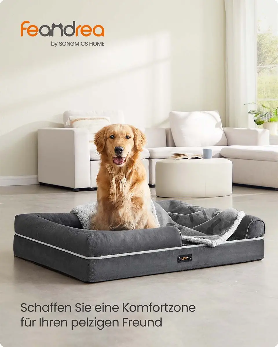 Songmics Orthopedisch Hondenbed 112x86cm - Donkergrijs
