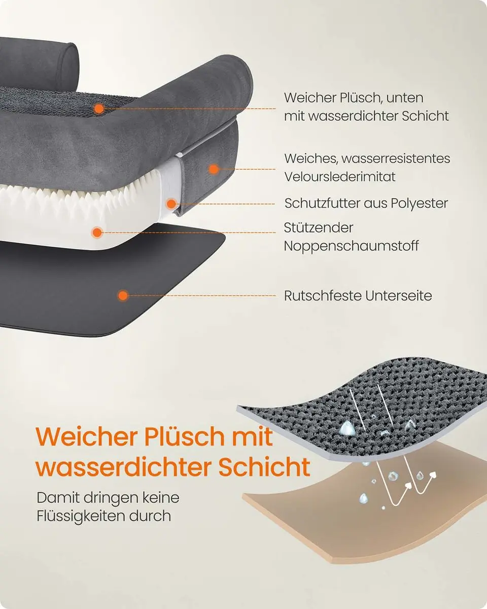 Songmics Orthopedisch Hondenbed 112x86cm - Donkergrijs
